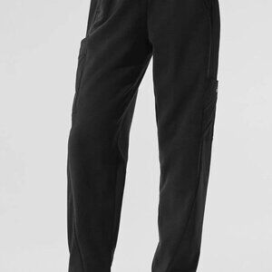 alo yoga polar fleece pant wintry mix black